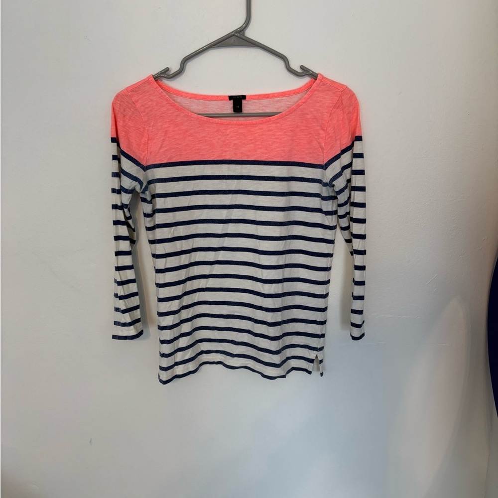 Women's Striped Top with Coral Accents